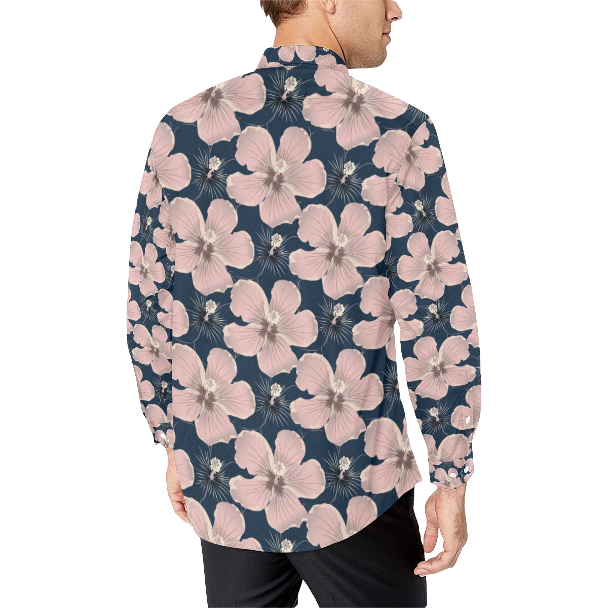 Plumeria Pattern Print Design PM018 Men's Long Sleeve Shirt