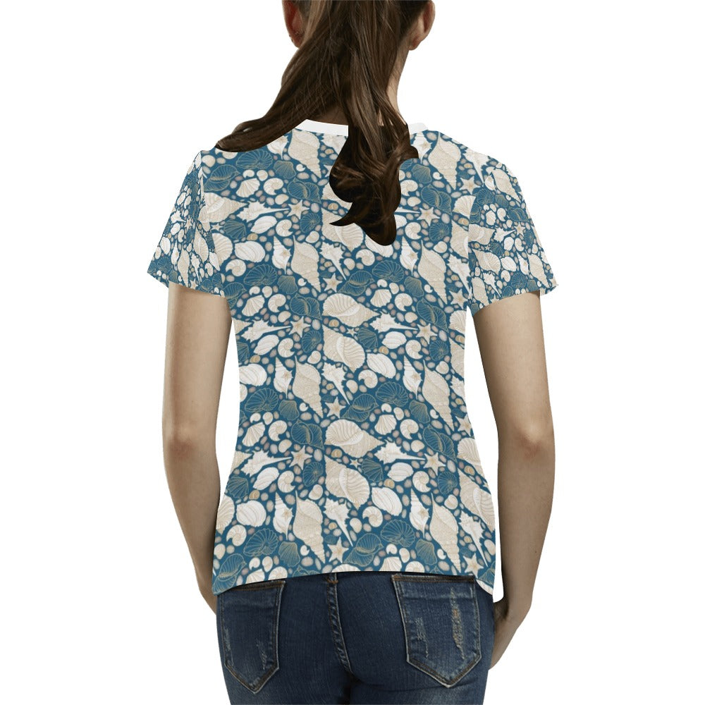 Seashell Print Design LKS308 Women's  T-shirt