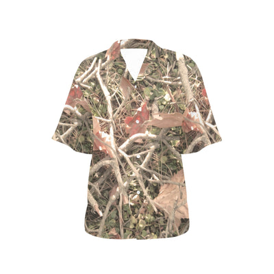 Camouflage Realistic Tree Authumn Print Women's Hawaiian Shirt