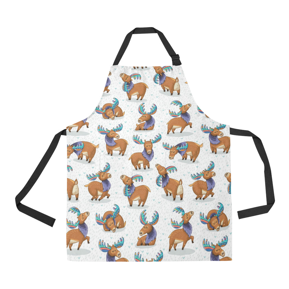 Moose Cute Pattern Print Design 01 Apron with Pocket