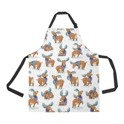 Moose Cute Pattern Print Design 01 Apron with Pocket