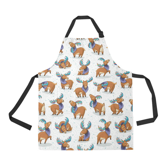 Moose Cute Pattern Print Design 01 Apron with Pocket