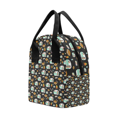 Camper marshmallow Camping Design Print Insulated Lunch Bag
