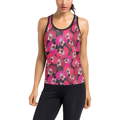 Orchid Red Pattern Print Design OR05 Women's Racerback Tank Top