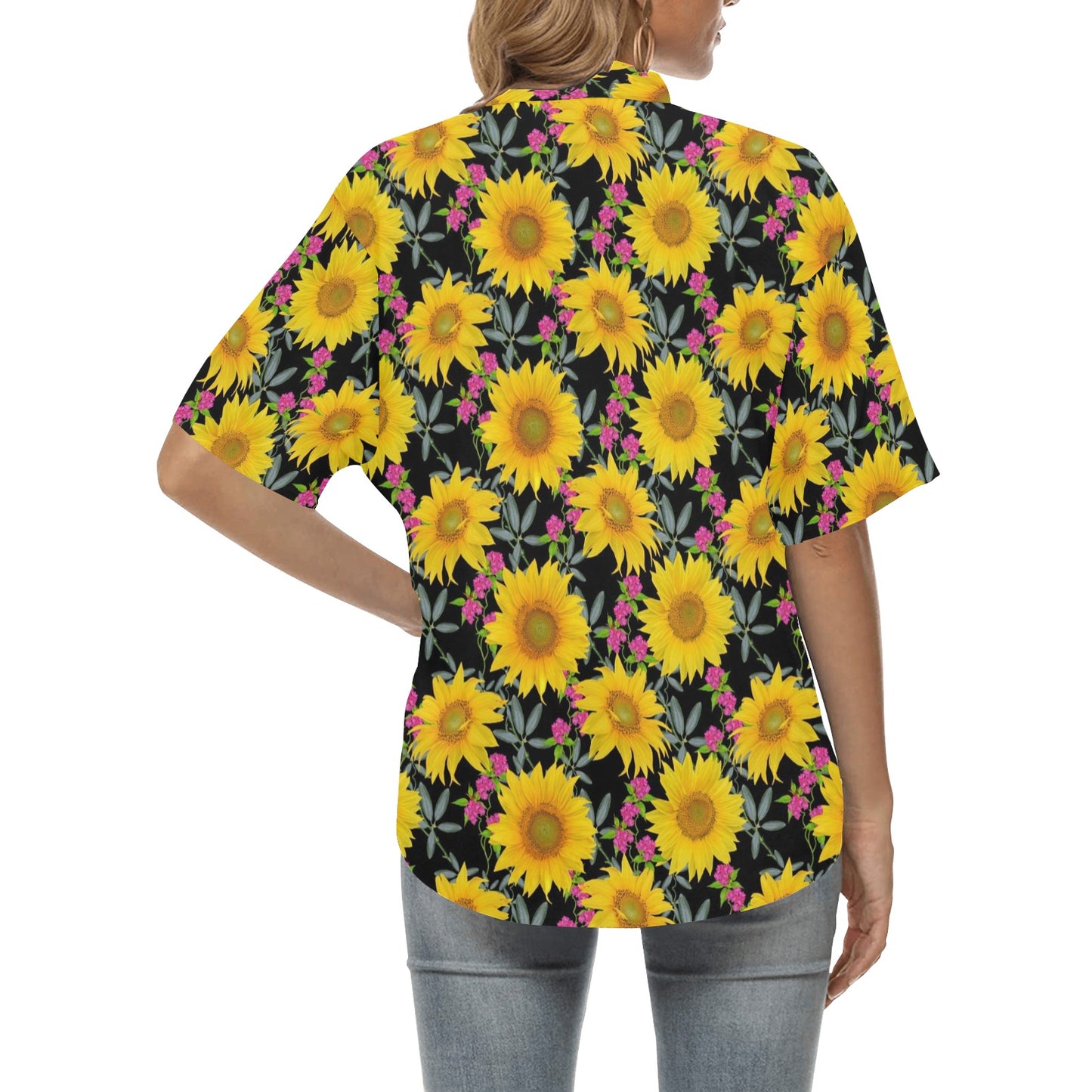 Sunflower Pattern Print Design SF014 Women's Hawaiian Shirt