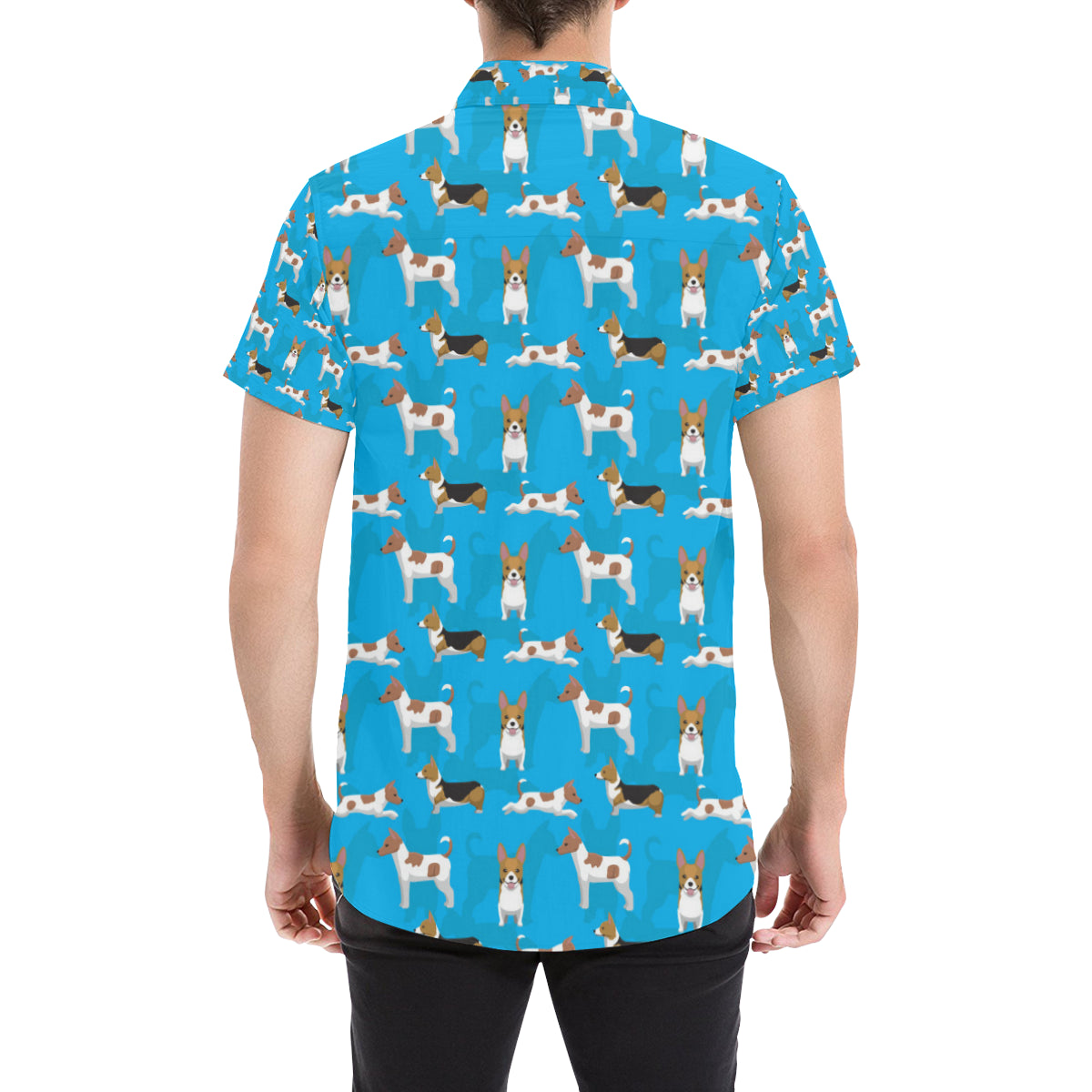 Cardigan Welsh Corgis Pattern Print Design 01 Men's Short Sleeve Button Up Shirt