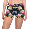 Water Lily Pattern Print Design WL02 Yoga Shorts