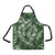 White Green Tropical Palm Leaves Apron with Pocket