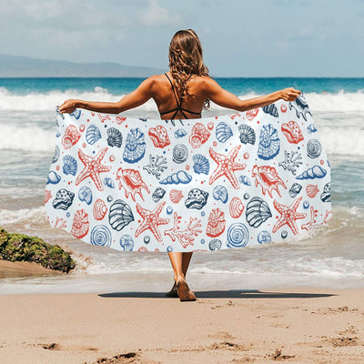 Seashell Print Design LKS307 Beach Towel 32" x 71"