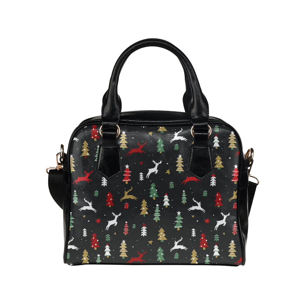 Christmas Tree Deer Style Pattern Print Design 03 Shoulder Handbag