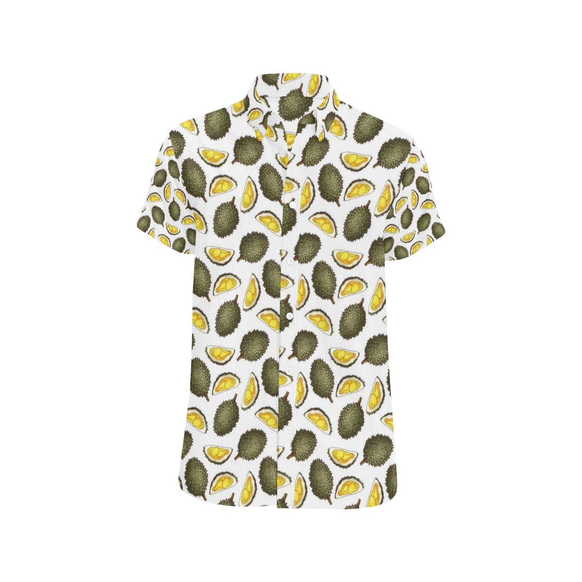 Durian Pattern Print Design DR03 Men's Short Sleeve Button Up Shirt