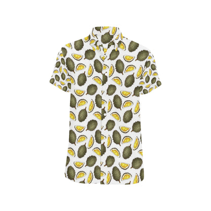 Durian Pattern Print Design DR03 Men's Short Sleeve Button Up Shirt