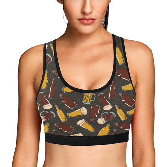 Beer Pattern Print Design 03 Sports Bra