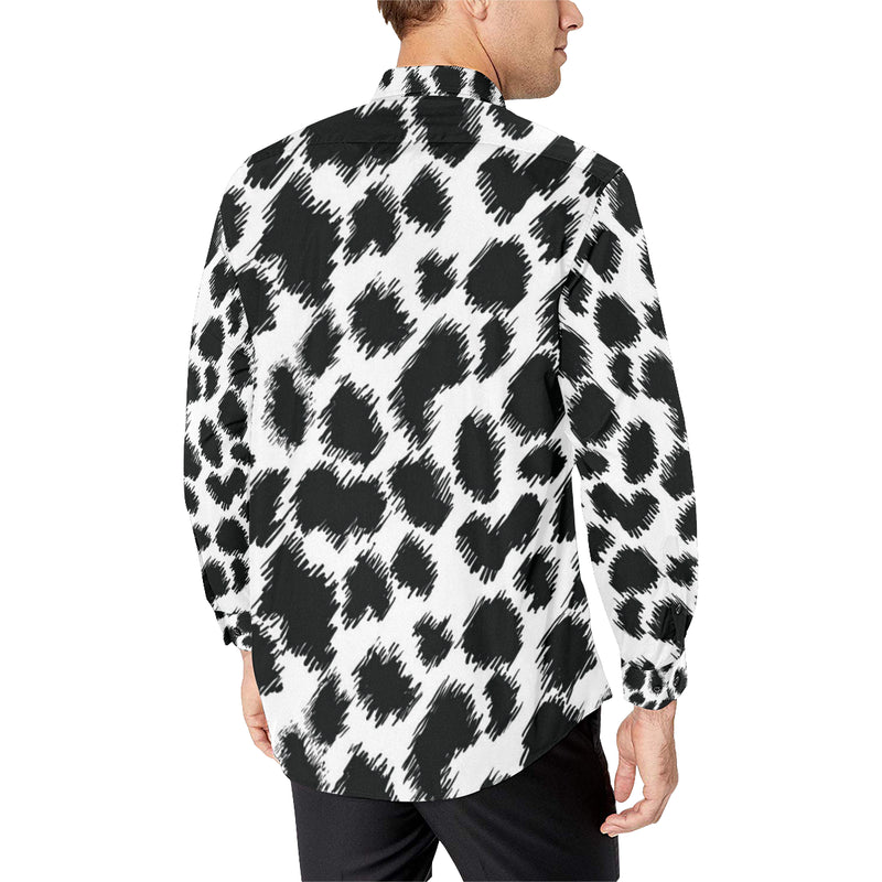 Cheetah Black Print Pattern Men's Long Sleeve Shirt