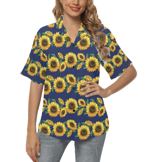 Sunflower Print Design LKS307 Women's Hawaiian Shirt