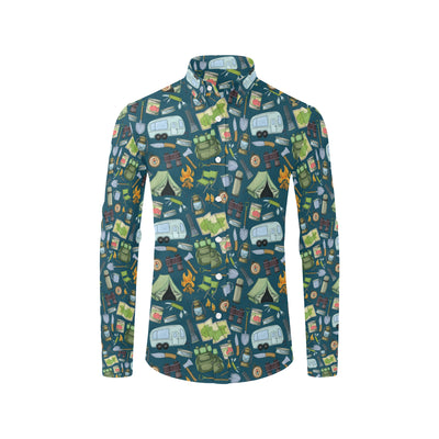 Camping Pattern Print Design 02 Men's Long Sleeve Shirt