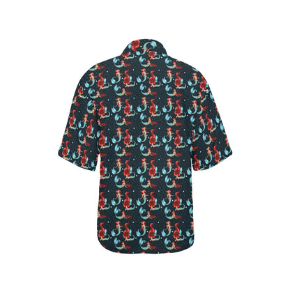 Mermaid Girl Themed Design Print Women's Hawaiian Shirt