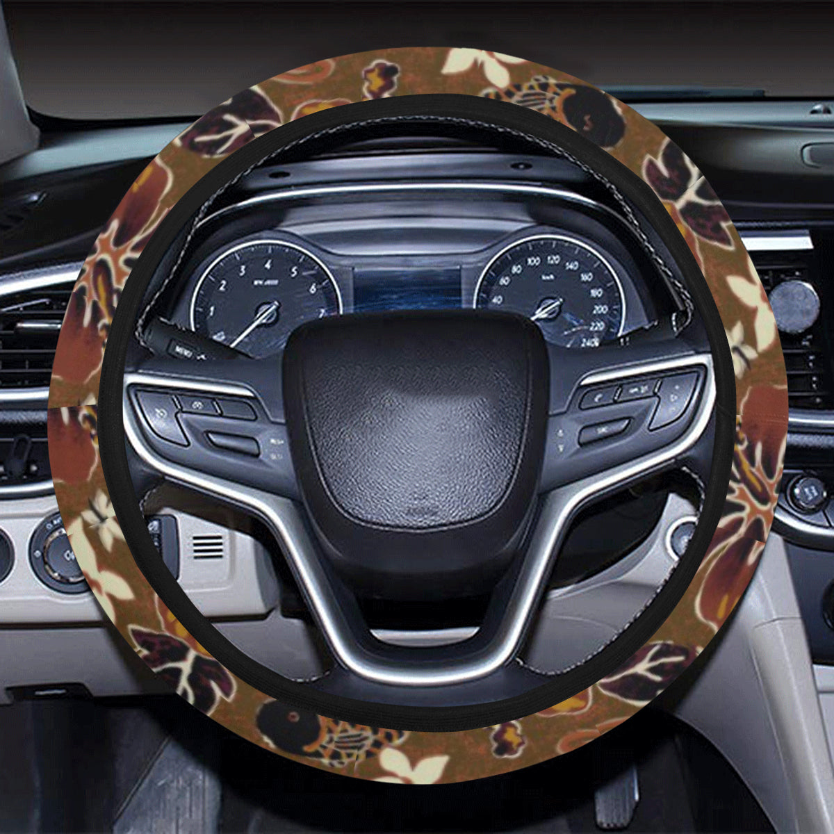 Hawaiian Themed Pattern Print Design H01 Steering Wheel Cover with Elastic Edge