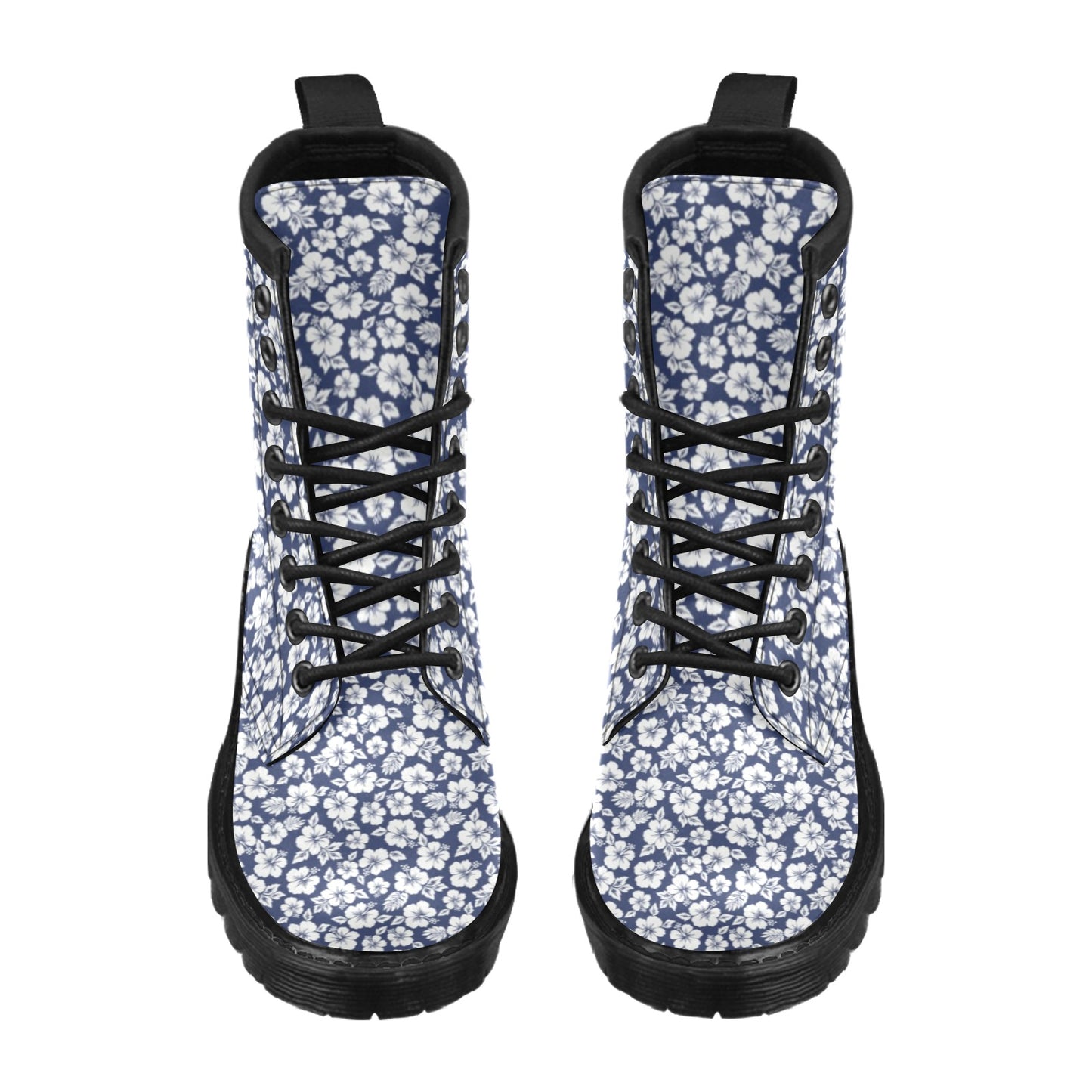 Hibiscus Blue Hawaiian Flower Style Women's Boots