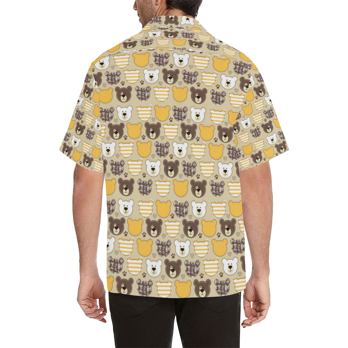 Bear PatchworkPattern Print Design 01 Men's Hawaiian Shirt