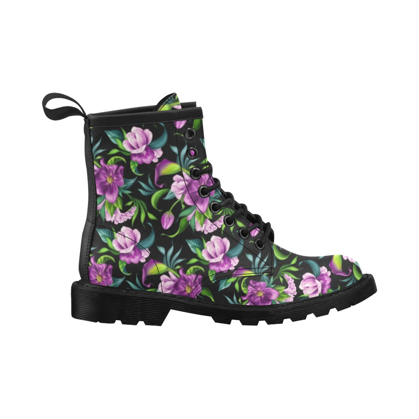 Bright Purple Floral Pattern Women's Boots