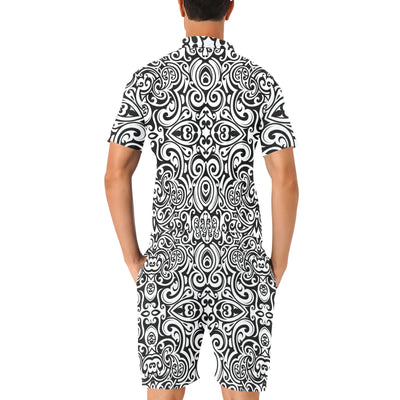 Polynesian Tattoo Pattern Men's Romper