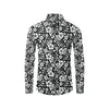 Floral Black White Themed Print Men's Long Sleeve Shirt