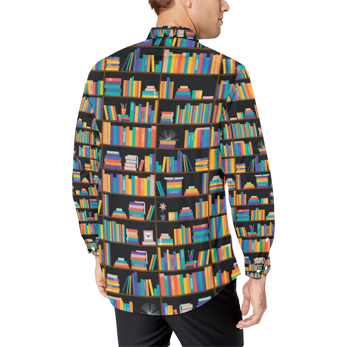Book Pattern Print Design 05 Men's Long Sleeve Shirt