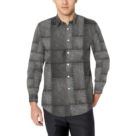 Armor Pattern Print Design 02 Men's Long Sleeve Shirt
