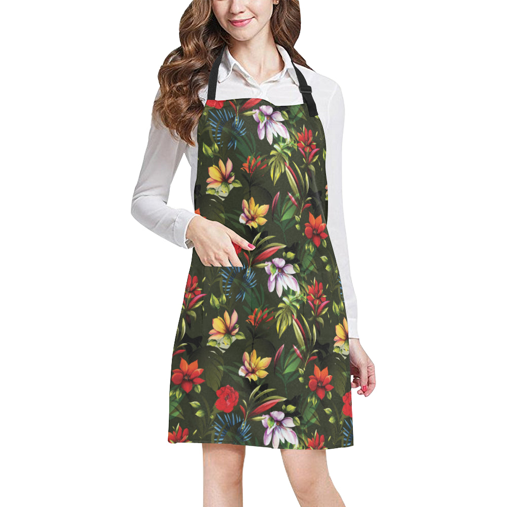 Magnolia Pattern Print Design 02 Apron with Pocket