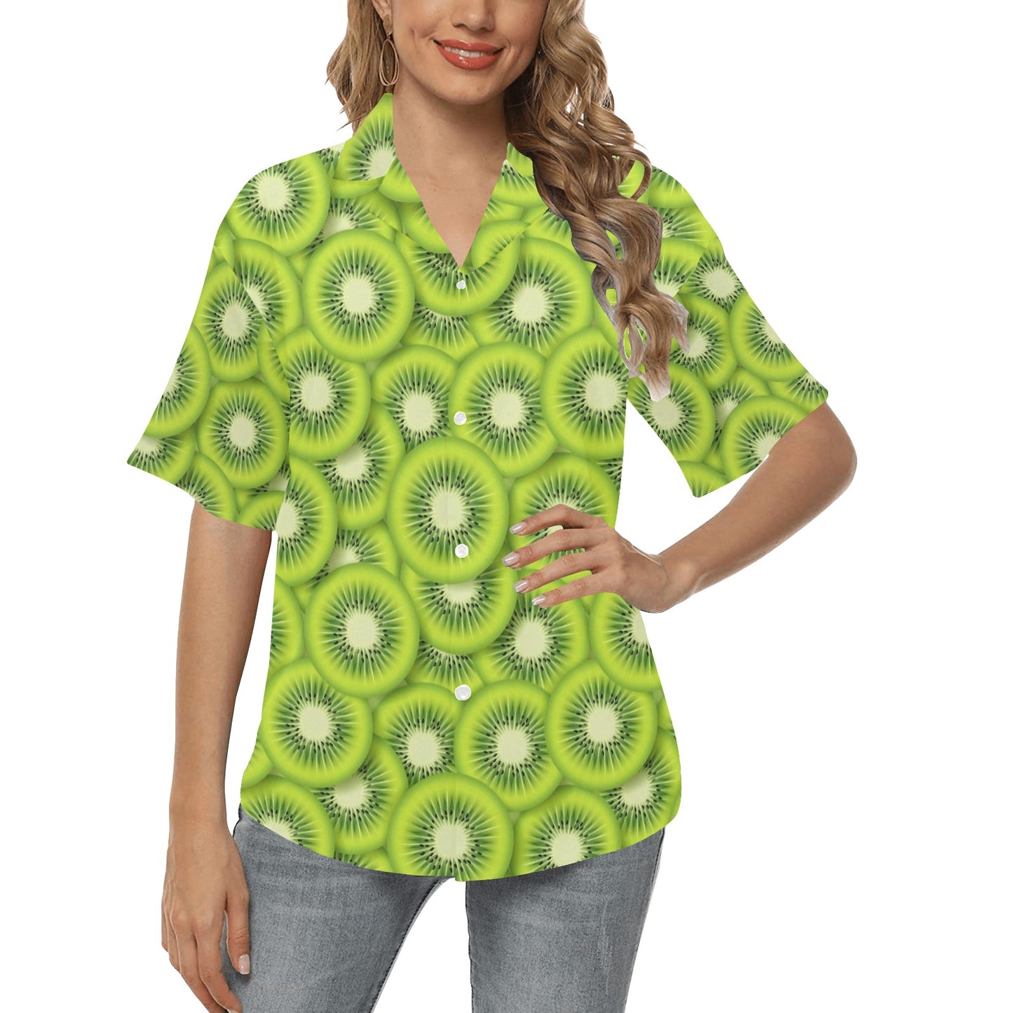 Kiwi Pattern Print Design KW01 Women's Hawaiian Shirt