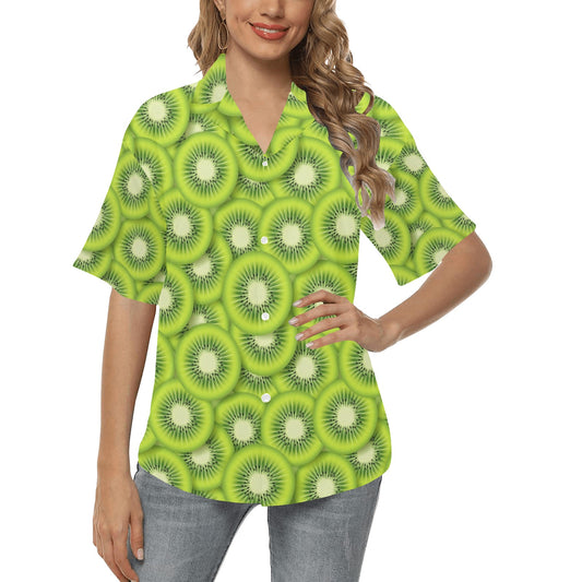 Kiwi Pattern Print Design KW01 Women's Hawaiian Shirt