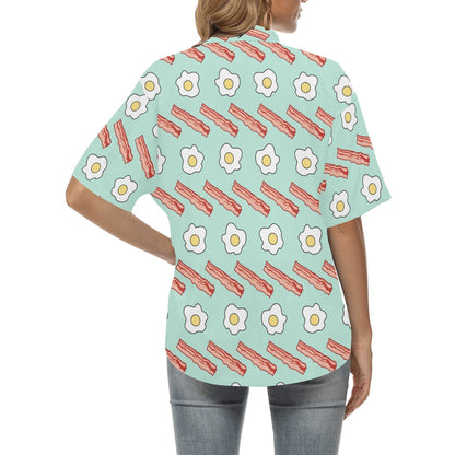 Bacon Sausage Pattern Print Design 01 Women's Hawaiian Shirt