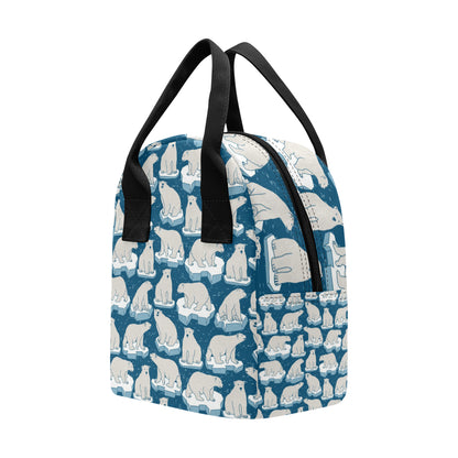 Polar Bear Pattern Print Design PB03 Insulated Lunch Bag