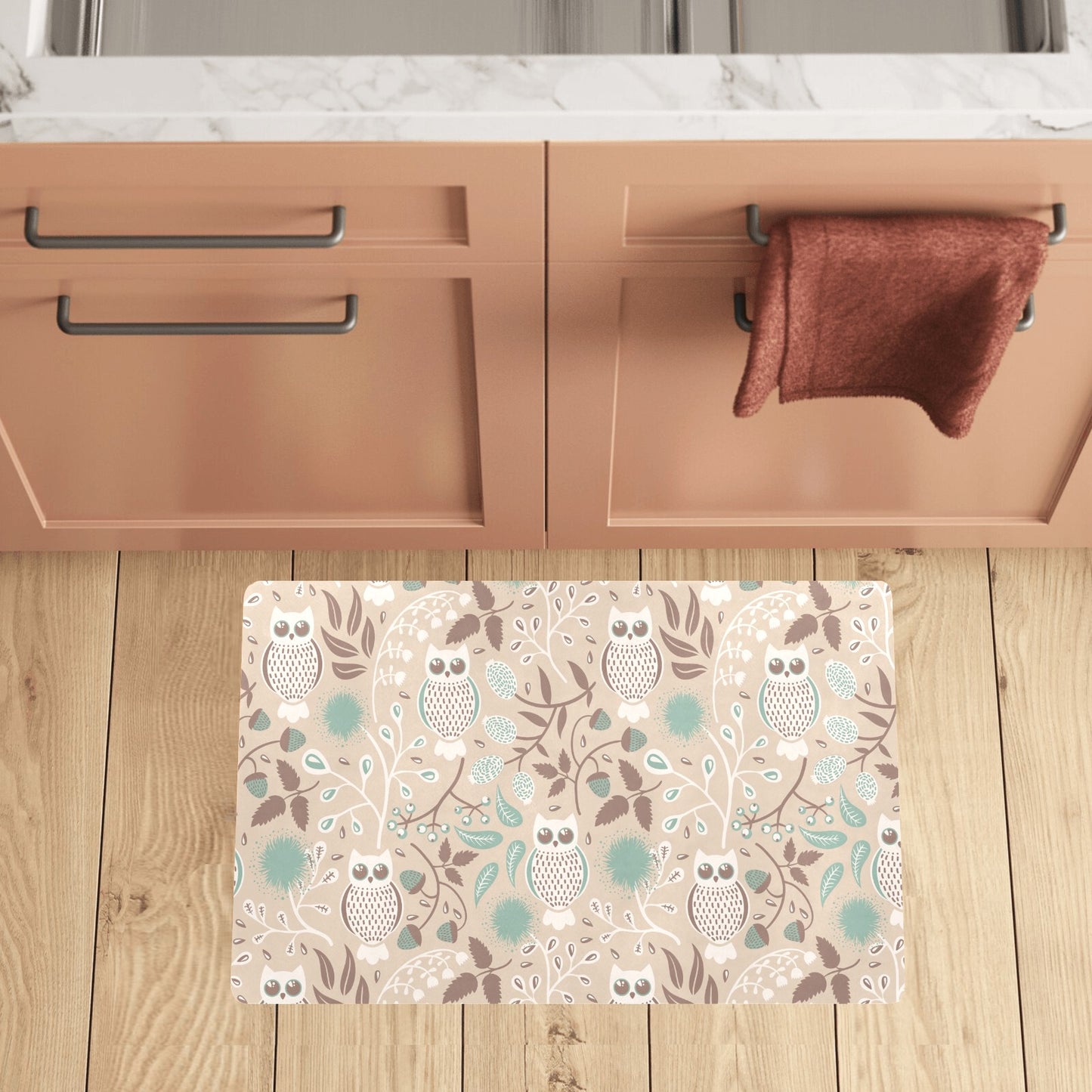 Owl Pattern Print Design A02 Kitchen Mat