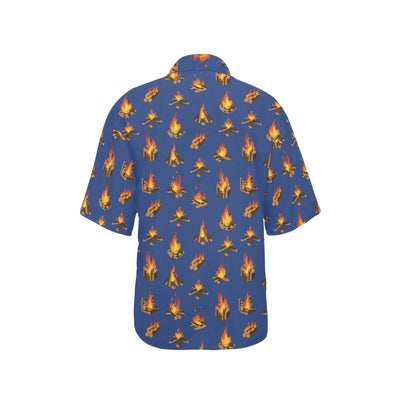 Campfire Pattern Print Design 03 Women's Hawaiian Shirt