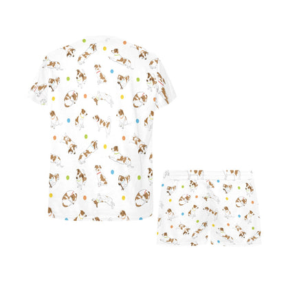 Russell Terriers With Balls Print Design LKS307 Women's Short Pajama Set
