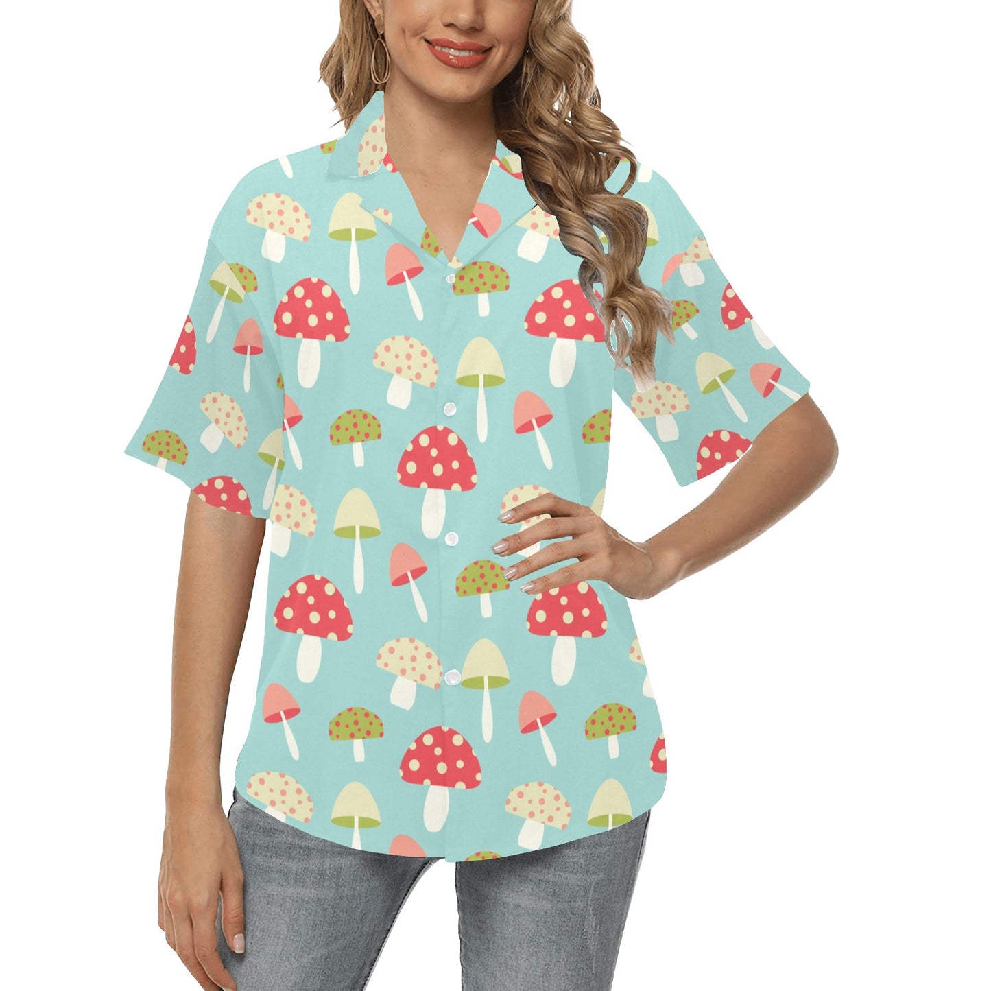Mushroom Pattern Print Design A01 Women's Hawaiian Shirt