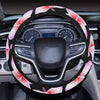 Pink Plumeria Pattern Print Design PM09 Steering Wheel Cover with Elastic Edge
