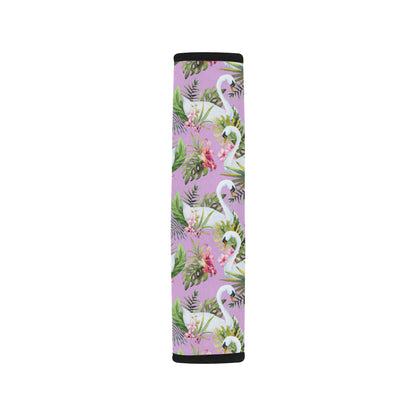 Swan with Flower Pattern Print Design 01 Car Seat Belt Cover