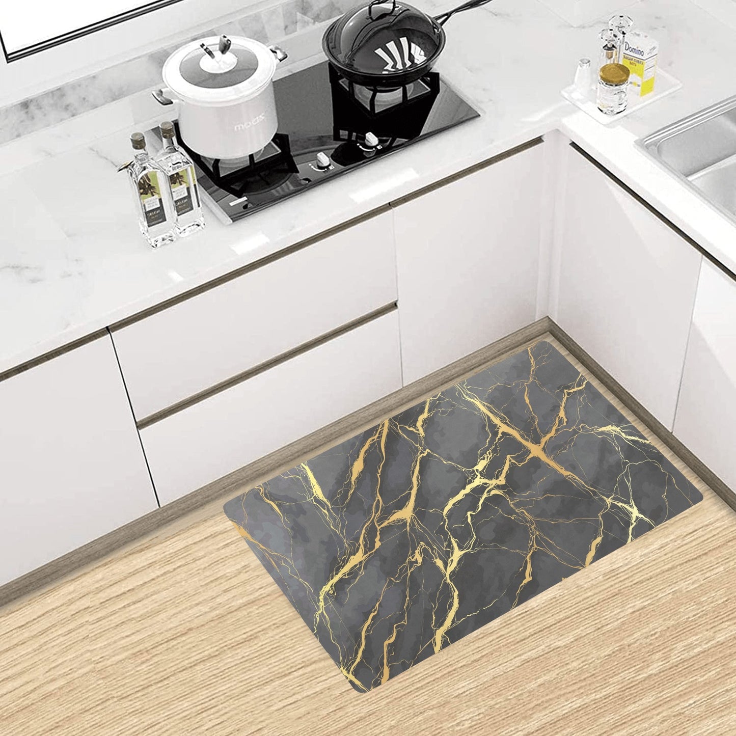 Marble Pattern Print Design 02 Kitchen Mat