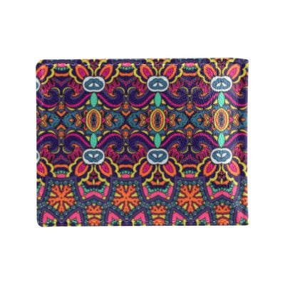 Ethnic Flower Style Print Pattern Men's ID Card Wallet