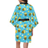 Bee Pattern Print Design BEE06 Women Kimono Robe