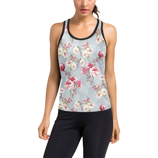 Summer Floral Pattern Print Design SF02 Women's Racerback Tank Top