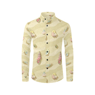 Beach with Seashell Theme Men's Long Sleeve Shirt