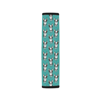 Boston Terrier Pattern Print Design 04 Car Seat Belt Cover