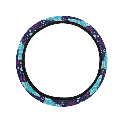 Butterfly Pattern Print Design 011 Steering Wheel Cover with Elastic Edge