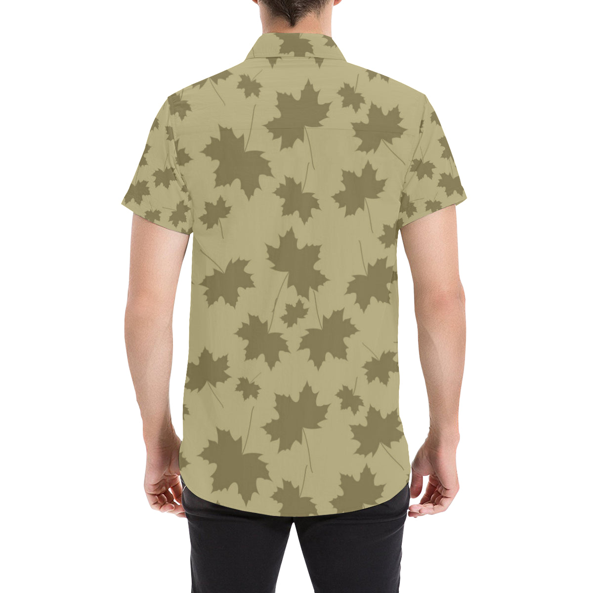 Maple Leaf Pattern Print Design 01 Men's Short Sleeve Button Up Shirt