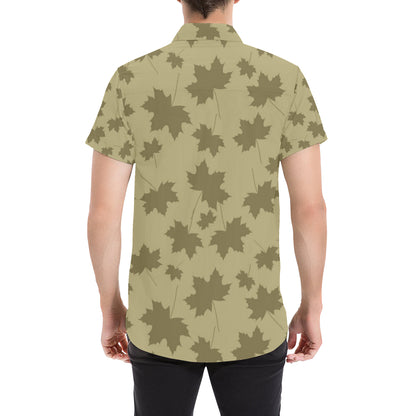 Maple Leaf Pattern Print Design 01 Men's Short Sleeve Button Up Shirt