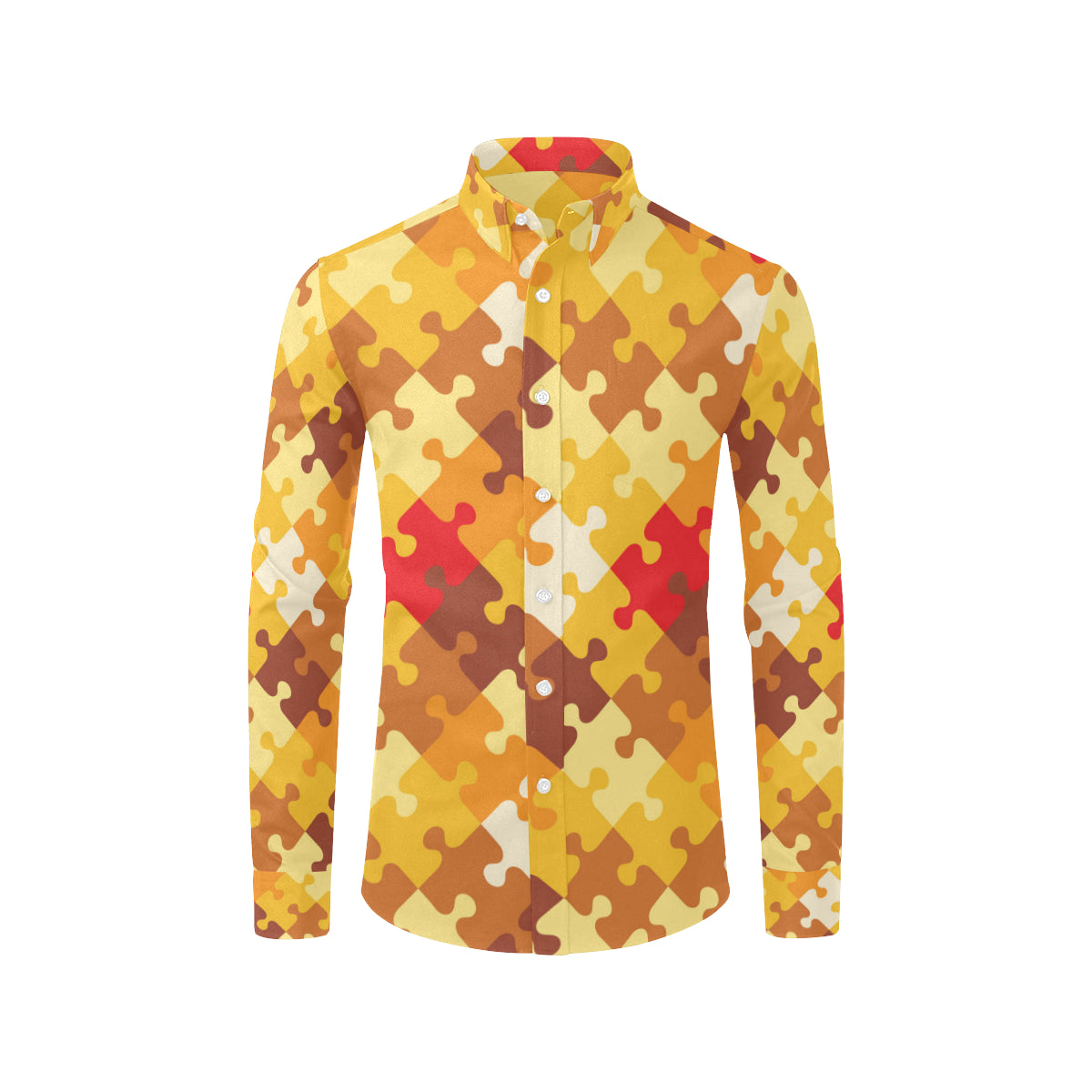 Puzzle Pattern Print Design A01 Men's Long Sleeve Shirt